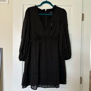 NWT lulus Forever In My Heart Black Striped Balloon Sleeve Mini Dress